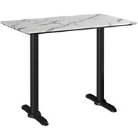 Lancaster Table & Seating Excalibur 28" x 48" Rectangular Counter Height Table with Smooth Versilla Finish and Two End Outdoor Base Plates