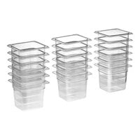 Vigor 1/6 Size 6" Deep Clear Polycarbonate Food Pan for 48" Mega Top Refrigerated Sandwich Prep Tables - 18/Set