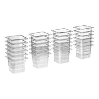 Vigor 1/6 Size 6" Deep Clear Polycarbonate Food Pan for 60" Mega Top Refrigerated Sandwich Prep Tables - 24/Set