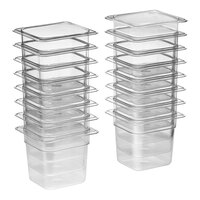 Vigor 1/6 Size 6" Deep Clear Polycarbonate Food Pan for 60" Standard Top Refrigerated Sandwich Prep Tables - 16/Set