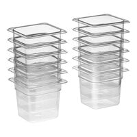 Vigor 1/6 Size 6" Deep Clear Polycarbonate Food Pan for 48" Standard Top Refrigerated Sandwich Prep Tables - 12/Set