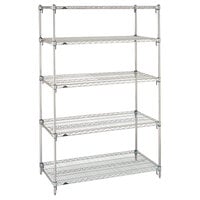 Metro 5A377C Stationary Super Erecta Adjustable 2 Series Chrome Wire Shelving Unit - 18" x 72" x 74"