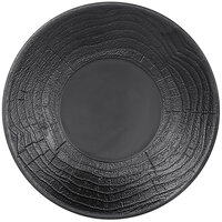 Elite Global Solutions B20363-B Denali 10 3/8" Matte Black Embossed Coupe Melamine Plate - 6/Case