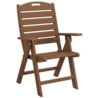 POLYWOOD Nautical Teak Folding High Back Chair