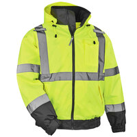Ergodyne 24473 GloWear 8379 Lime Type R Class 3 Hi-Vis Fleece-Lined Bomber Jacket - Medium