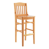 Lancaster Table & Seating Natural Finish Wood School House Bar Stool
