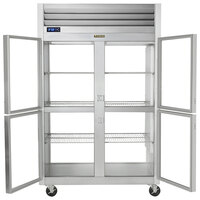 Traulsen G21004P 2 Section Glass Half Door Pass-Through Refrigerator - Left / Right Hinged Doors