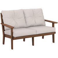 POLYWOOD Lakeside Teak / Dune Burlap Deep Seating Loveseat