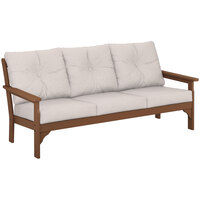 POLYWOOD Vineyard Teak / Dune Burlap Deep Seating Sofa