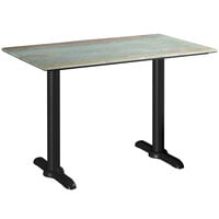 Lancaster Table & Seating Excalibur 28" x 48" Rectangular Standard Height Table with Textured Canyon Painted Metal Finish and End Base Plates