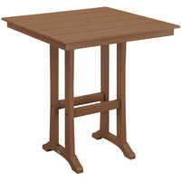 POLYWOOD Farmhouse Trestle 37" Teak Bar Height Table