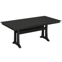 POLYWOOD Farmhouse Trestle 37" x 72" Black Dining Height Table