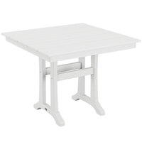 POLYWOOD Farmhouse Trestle 37" White Dining Height Table