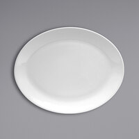 Oneida Tundra by 1880 Hospitality F1400000371 13 1/8" x 10 3/8" Oval Warm White Wide Rim China Platter - 12/Case