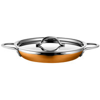 Bon Chef Country French X 3.13 Qt. Orange Stainless Steel Double Handle Saute Pan / Skillet - 71306-CF2-O