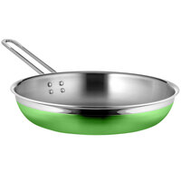 Bon Chef Country French X 2.38 Qt. Lime Green Stainless Steel Long Handle Saute Pan / Skillet - 71308-CF2-L