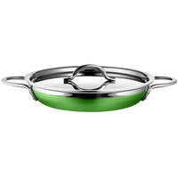 Bon Chef Country French X 3.13 Qt. Lime Green Stainless Steel Double Handle Saute Pan / Skillet - 71306-CF2-L