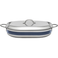 Bon Chef Country French X 5 Qt. Blue Stainless Steel Roasting Pan - 71023-CF2-CB