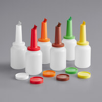 Choice 2 Qt. Pour Bottle Set with Assorted Colored Necks and Caps - 6/Pack