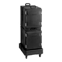 CaterGator Black Insulated Pan Carrier Kit with Two Front Loading 5-Pan Carriers, Dolly, and Strap