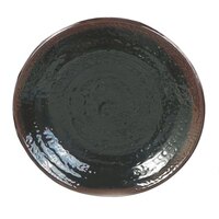 Thunder Group 1707TM Tenmoku Black 7 1/2" Round Melamine Plate - 12/Pack