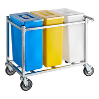 Baker's Lane 30 Gallon / 480 Cup Mobile Triple Ingredient Bin - Blue / White / Yellow