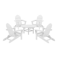 POLYWOOD Classic 5-Piece White Patio Set with 4 Folding Adirondack Chairs