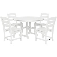 POLYWOOD Lakeside 48" White 5-Piece Round Table Dining Set