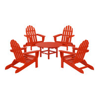POLYWOOD Classic 5-Piece Sunset Red Patio Set with 4 Folding Adirondack Chairs