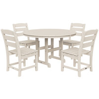 POLYWOOD Lakeside 48" Sand 5-Piece Round Table Dining Set