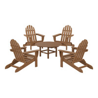 POLYWOOD Classic 5-Piece Teak Patio Set with 4 Folding Adirondack Chairs