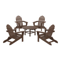 POLYWOOD Classic 5-Piece Mahogany Patio Set with 4 Folding Adirondack Chairs