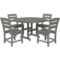 POLYWOOD Lakeside 48" Slate Grey 5-Piece Round Table Dining Set