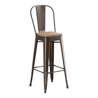 Lancaster Table & Seating Alloy Series Copper Indoor Cafe Barstool with Gray Wood Seat