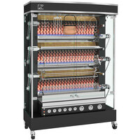 Rotisol-France MasterFlame MF1375-6G-LUX-C Natural Gas Rotisserie with 6 Spits and Chrome Accents - 123,000 BTU
