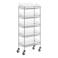 Regency NSF Chrome Mobile 5 Basket Storage Display Stand - 18" x 36" x 80"