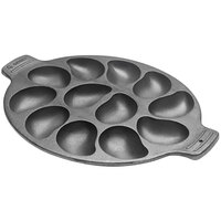 Outset® 76225 18 7/8" x 13" 12-Compartment Cast Iron Oyster Grill Pan