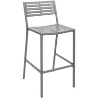 BFM Seating Daytona Soft Gray Powder-Coated Steel Stackable Side Barstool