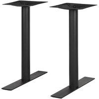 BFM Seating Uptown Round Column Sand Black Steel Dining Height End Table Base Set - 2/Set