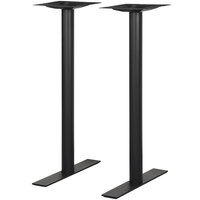 BFM Seating Uptown Round Column Sand Black Steel Bar Height End Table Base Set - 2/Set