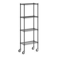 Regency 12" Wide NSF Black Epoxy 4-Shelf Kit with 64" Posts and Casters