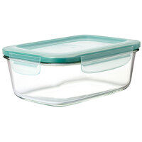 OXO Good Grips SmartSeal 8 Cup Clear Rectangular Glass Container with Leakproof Snap-On Lid