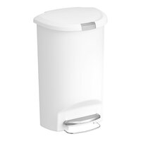 simplehuman CW1356 13 Gallon / 50 Liter White Semi-Round Step-On Trash Can