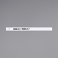 Carnival King White "OVER 21" Disposable Tyvek® Wristband 3/4" x 10" - 500/Bag