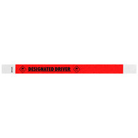 Carnival King Tomato Red "DESIGNATED DRIVER" Disposable Tyvek® Wristband 3/4" x 10" - 500/Bag