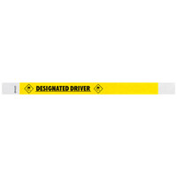 Carnival King Neon Yellow "DESIGNATED DRIVER" Disposable Tyvek® Wristband 3/4" x 10" - 500/Bag