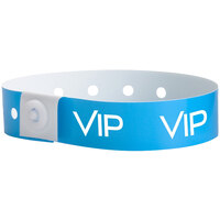 Carnival King Neon Blue "VIP" Disposable Plastic Wristband 5/8" x 10" - 500/Box