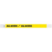 Carnival King Neon Yellow "ALL ACCESS" Disposable Tyvek® Wristband 3/4" x 10" - 500/Bag