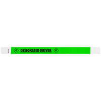 Carnival King Neon Green "DESIGNATED DRIVER" Disposable Tyvek® Wristband 3/4" x 10" - 500/Bag