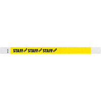 Carnival King Neon Yellow "STAFF" Disposable Tyvek® Wristband 3/4" x 10" - 500/Bag